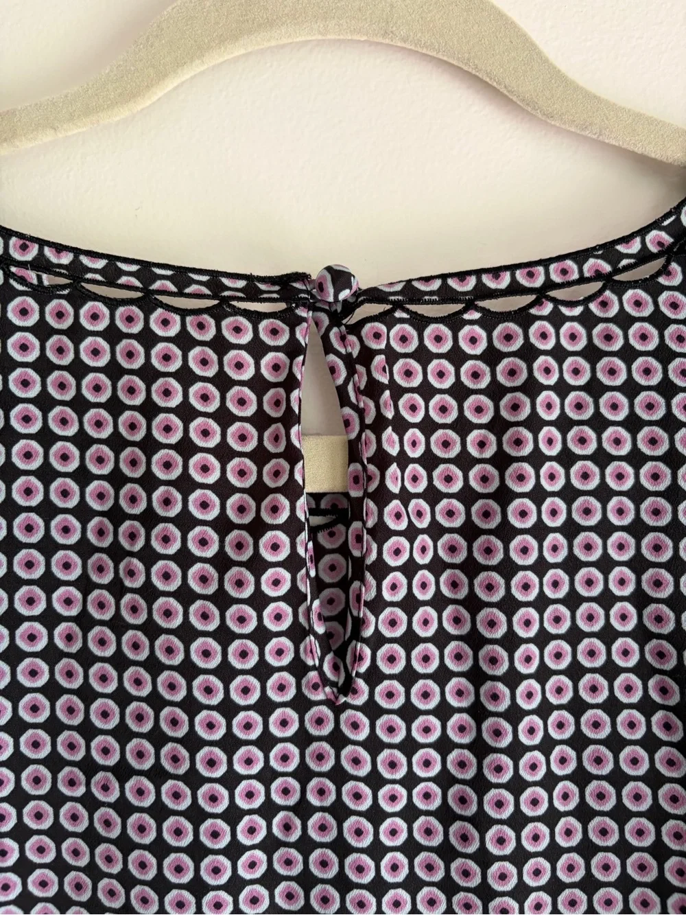J. Crew Black and Purple Print 3/4 Sleeve Blouse Size S